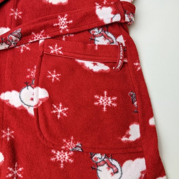 LaSenza Girl Red Christmas Bathrobe with Snowman and Snowflakes Medium - Picture 15 of 17